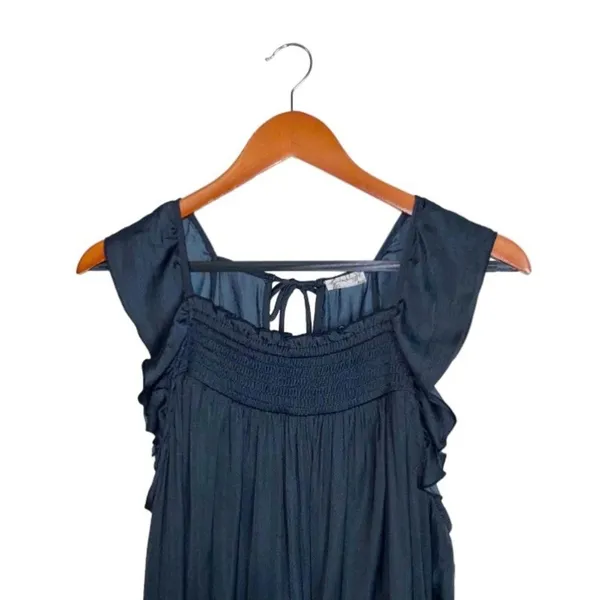 Free People Want Your Love Smocked Sleeveless Ruffle Babydoll Mini Dress Black S - Image 5