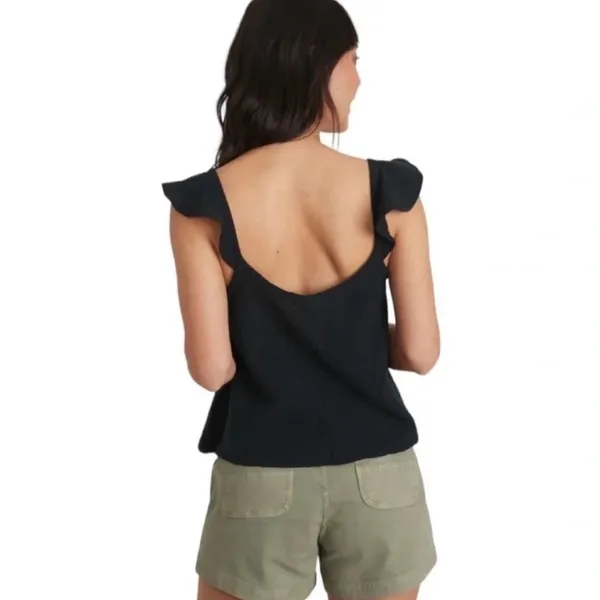 MARINE LAYER NWT Jude Flutter Sleeve Tank Top‎ Black 100% Cotton Gauze Size S - Image 2