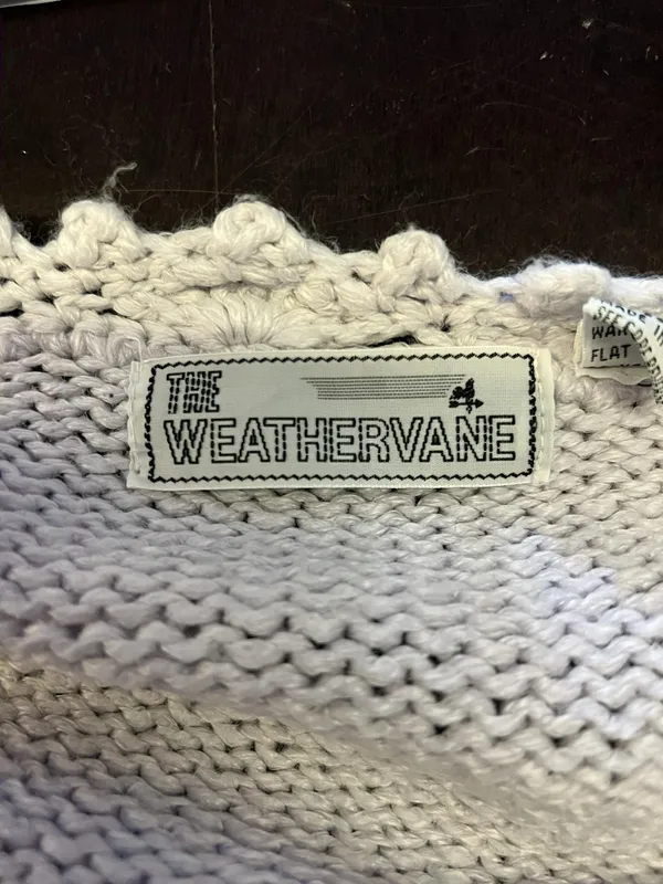 Vintage The Weathervane Cardigan Sweater Womens Medium Purple Crochet Knit - Image 9