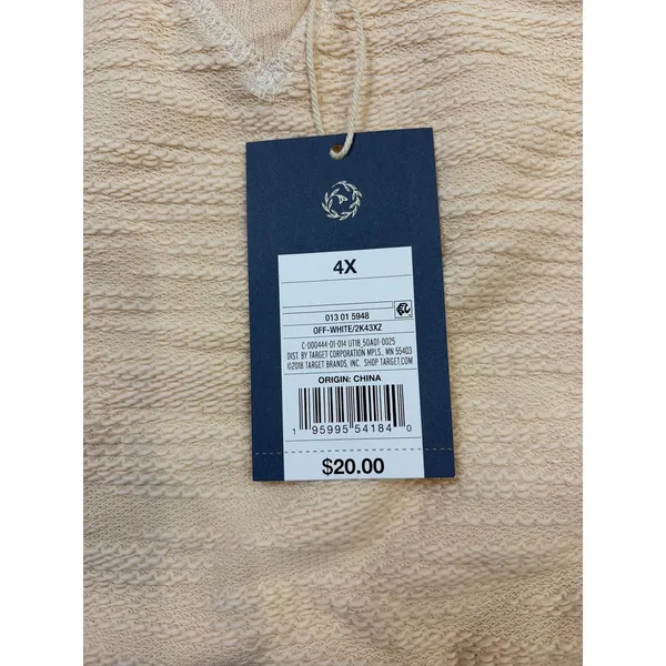 Universal Threads Women's Textured Cap Sleeve Sweatshirt, Off White, 4x - Image 7