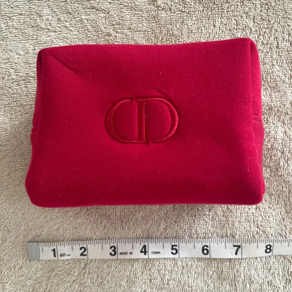 Christian Dior Red Cosmetic Bag with Gold Accents Valentine’s Day essential - Image 4