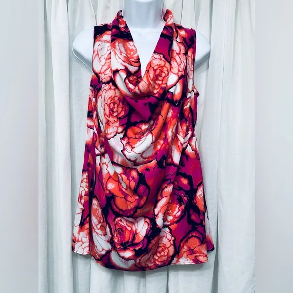 Worthington Floral Print Multicolored Sleeveless Blouse Size‎ Large - Image 9