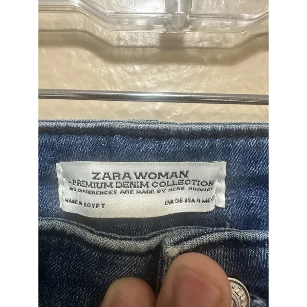 Zara Woman Premium Denim Collection‎ Jeans Blue Distressed High Rise Skinny 4 - Image 5
