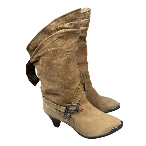Zodiac Rare Vintage 80s Suede Boots Cowboy Western Cowgirl Boots NEW with tags - Image 2