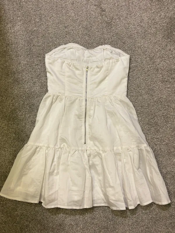 Showpo White Strapless Tiered Mini Dress Size 4 - Image 2