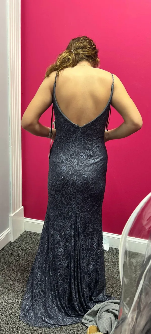 Grey Lace Prom Dress - Image 5
