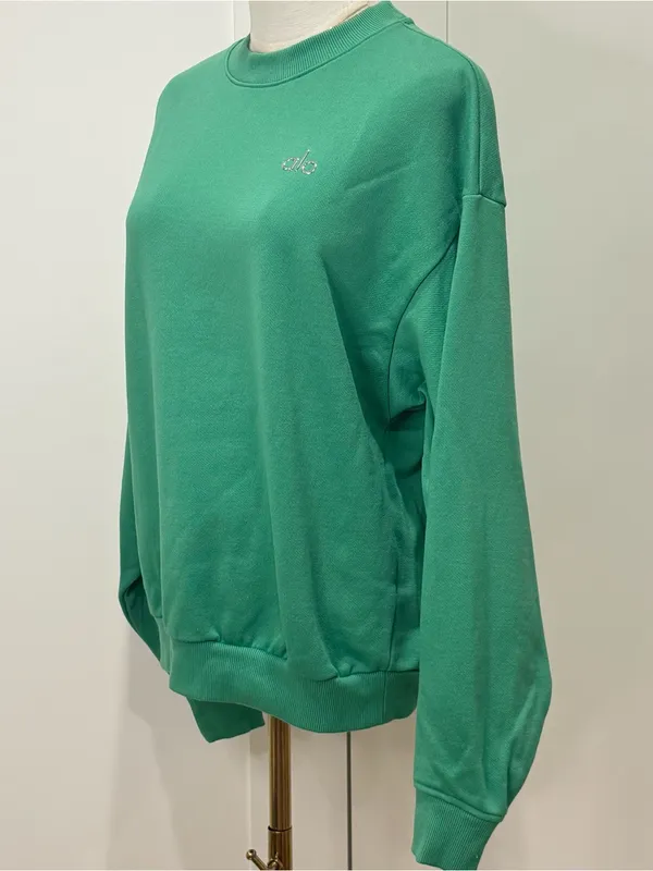 Alo Yoga Accolade Crew Neck Pullover Sweatshirt Spruce Green XXS Athleisure Rare - Image 8