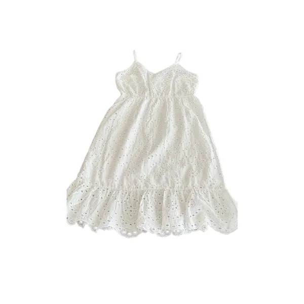 Japna White Cotton Eyelet Smocked Maxi Sundress - Boho Cottagecore size S - Image 8