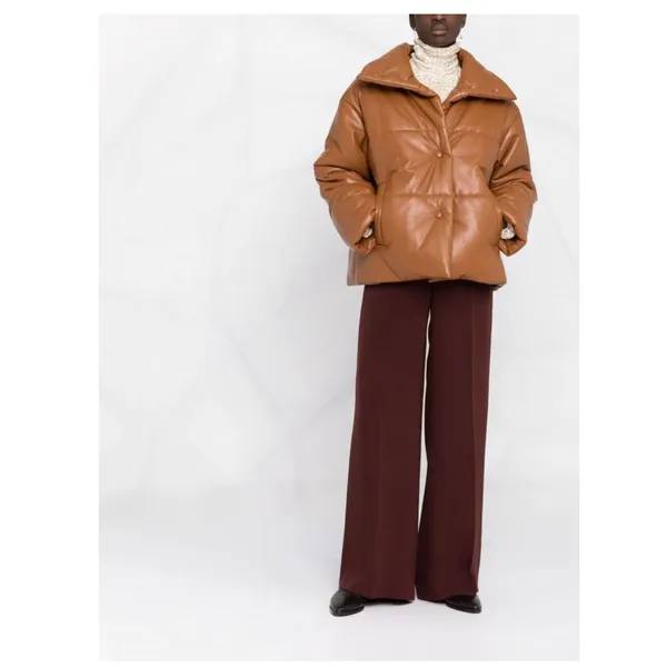 NANUSHKA Hide Quilted Padded Vegan Leather OKOBOR Jacket Brown SMALL - Image 3