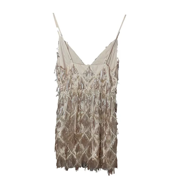 Showpo NWT Khrizza Sequin Gathered Mini Dress Gold Size 2 Eras Tour Taylor Swift - Image 4