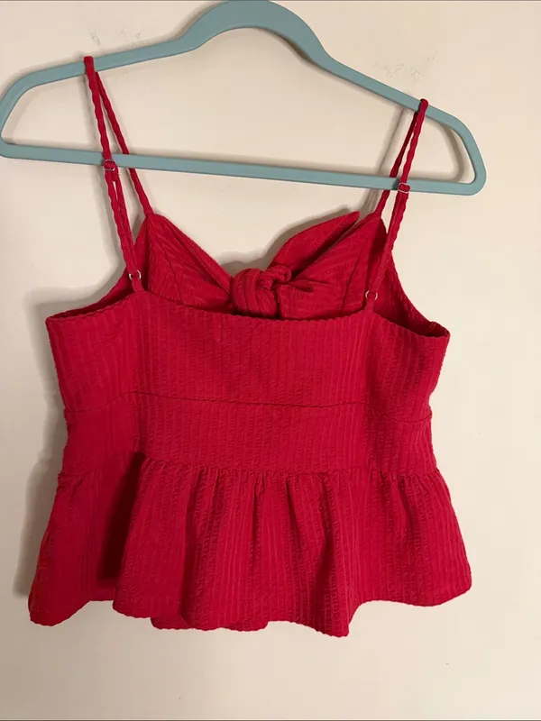 LOFT Red Tie-Front Peplum Camisole - Image 6