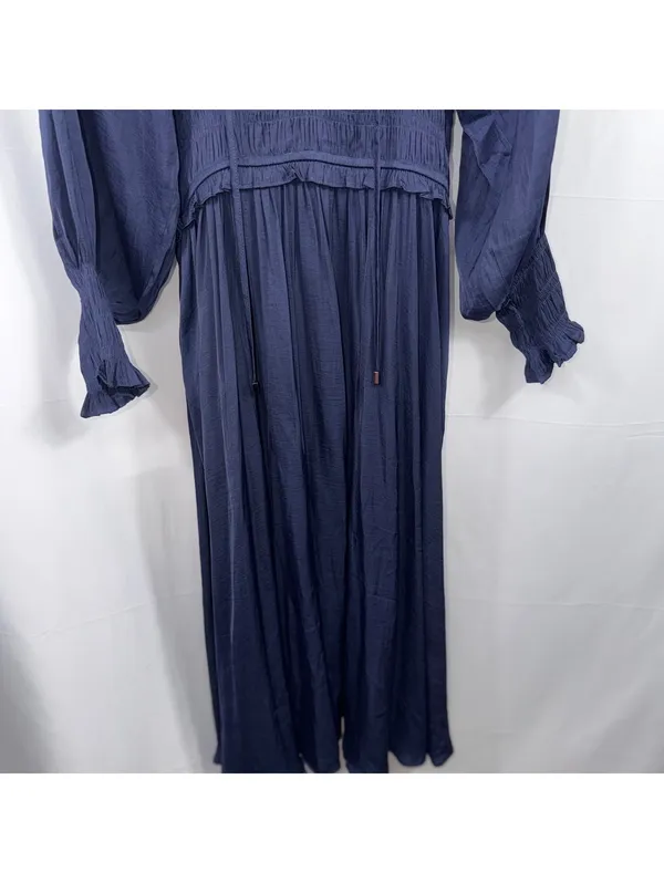 Pinch Navy Blue Smocked Waist Maxi Dress L - Image 3