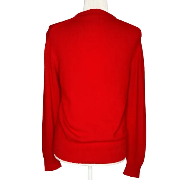 Robinsons 100% Cashmere Cable Knit‎ Sweater Medium Red Soft Cozy Crew Neck - Image 5