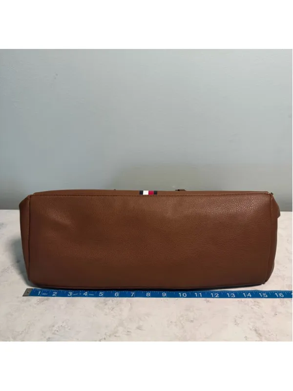 Women's Tommy Hilfiger Brown Tote Bag Large Red White Blue Logo Shopper Purse - Image 11