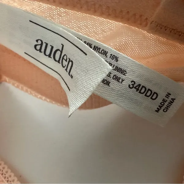 NWT Auden The Sublime Women’s Lace Plunge Push-Up Bra in Peach Size 34DDD - Image 5