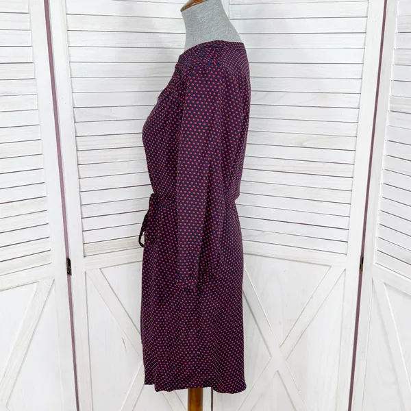 41 Hawthorn Polka Dot Belted V Neck Cloey Shirt Dress Blue‎ Red Small - Image 2