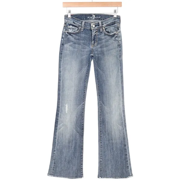 7 For All Mankind Jeans Women's 24 Bootcut Blue Distressed Excellent - Image 2