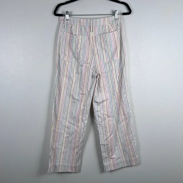 Madewell Womens Rainbow Stripe Wide Leg‎ Crop Pants White Multi Sz 27 - Image 8