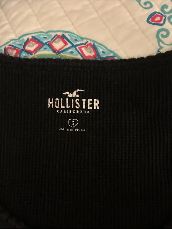 Hollister Black Long Sleeve Ribbed Scoop Neck Tee - Image 2