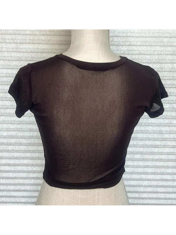 Free People Sheer Cap Sleeve Cappuccino Women's Top Size M SKU#C24101 - Image 4