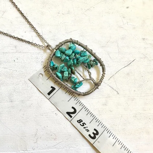Avon tree faux turquoise silver tone pendant necklace - Image 5