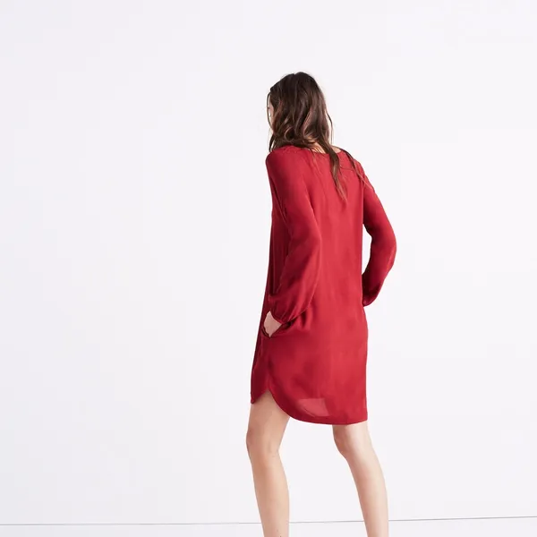 Madewell Red Du Jour Long Sleeve Tunic Shirt Dress Small - Image 2