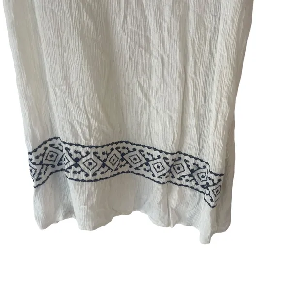 Gap Women's Size XS White Blue Boho Flowy Embroidered‎ Top Festival Summer - Image 3
