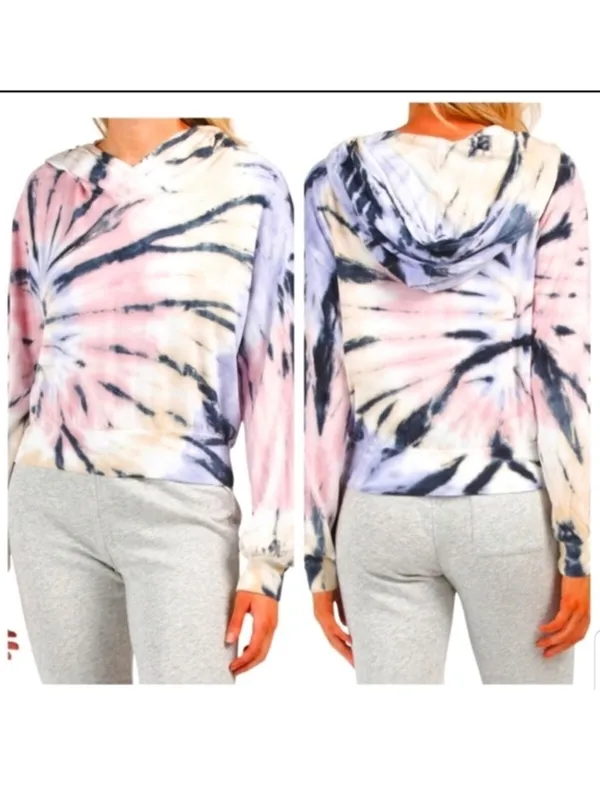 Young Fabulous & Broke Tie Dye Hoodie Pink Purple Pullover Medium Boho Cozy - Image 2