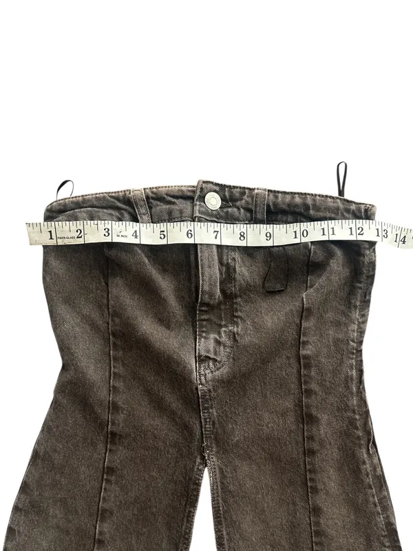 Zara Small Washed Black Denim Strapless Corset Bustier Tube Top Front Slit S - Image 5