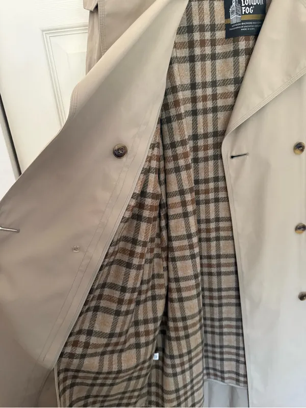 NWT Vintage London Fog Tan Khaki Trench Coat Rain Coat Size 10P Petite - Image 10