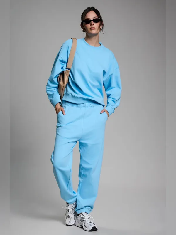 YEAR OF OURS Sky Blue Oversized Crewneck Sweatshirt XS/S 100% Cotton - Image 3