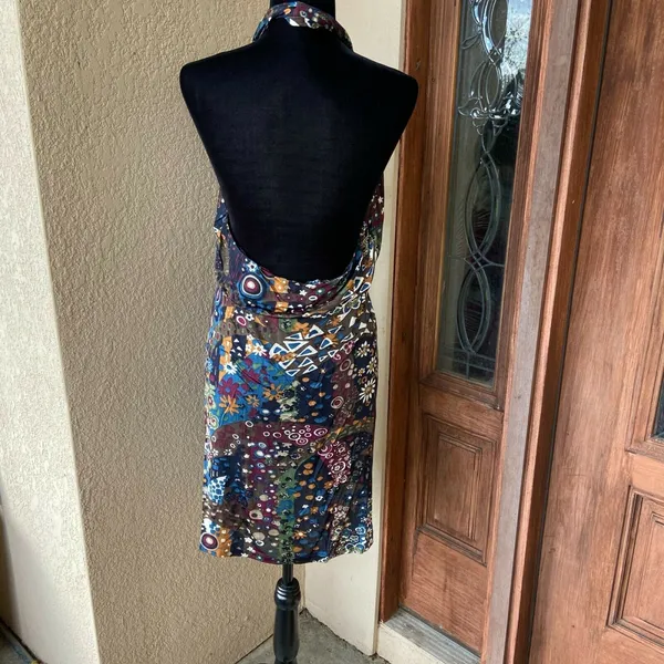 Olian Womens Top Size Large Maternity Fall Colors Floral Halter Dress‎ NEW - Image 3