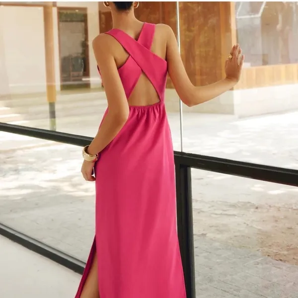 Commense Cotton & Linen Crisscross Long Dress size M - Image 2