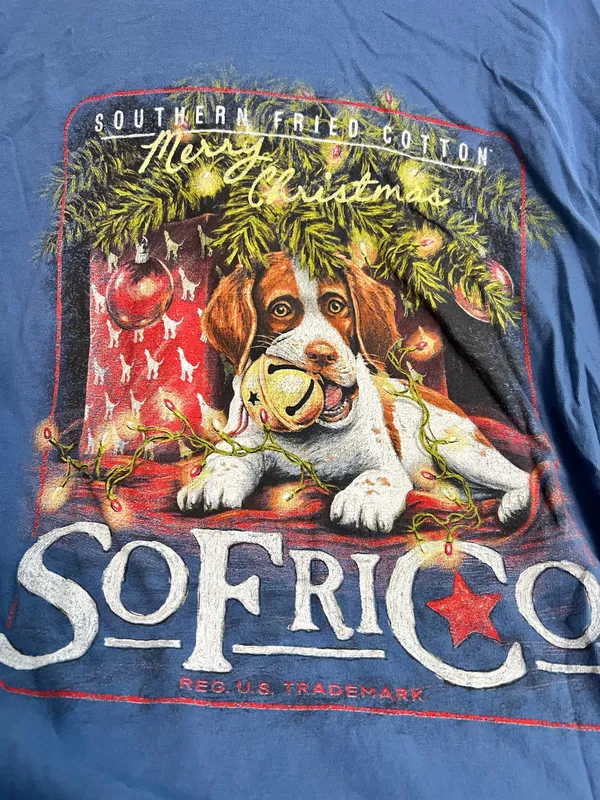 Southern Fried Cotton Dog Under Christmas Tree Graphic T Shirt - Image 3