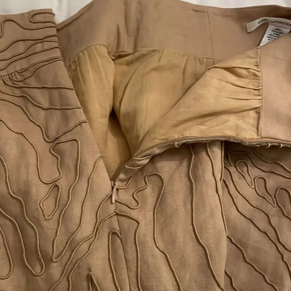 Diane Von Furstenberg DVF PAQUERITA Linen Mini Skirt Womens Size 8 Beige Tan - Image 7