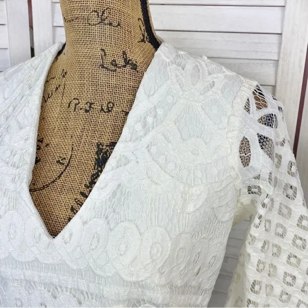 Alexia Admor Lace‎ Front Bell Sleeve Sheath Dress Small Ivory White Half Sleeve - Image 5