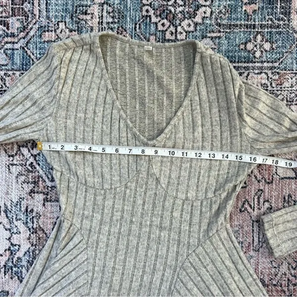 HALARA Ribbed Knit V Neck Long Sleeve Flare Mini Casual Dress NWT Size Small - Image 13