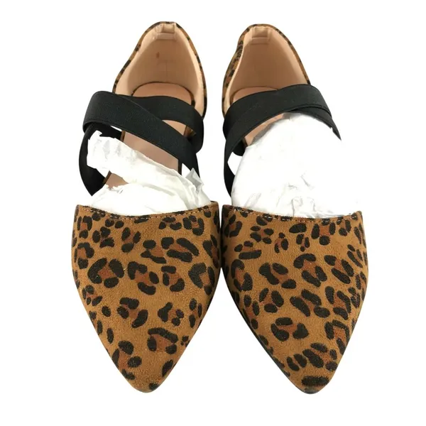 JC Womens D'Orsay Flats Faux Suede Leopard Print Pointed Toe Strappy Size 7 - Image 2