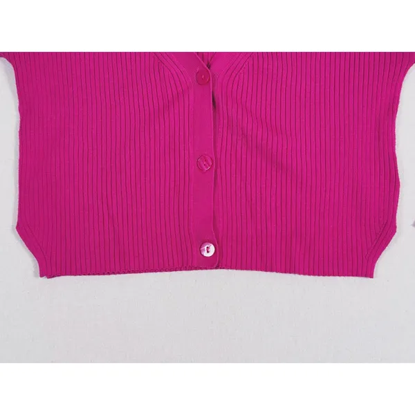 Abercrombie & Fitch Ribbed Cardigan Sweater Size XS Fuchsia Pink Preppy Y2K - Image 6