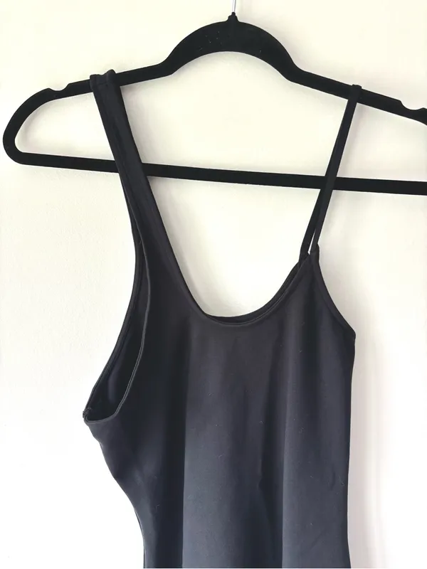 Abercrombie & Fitch Black Mini Fitted Athletic Dress Asymmetrical Straps Travel - Image 3