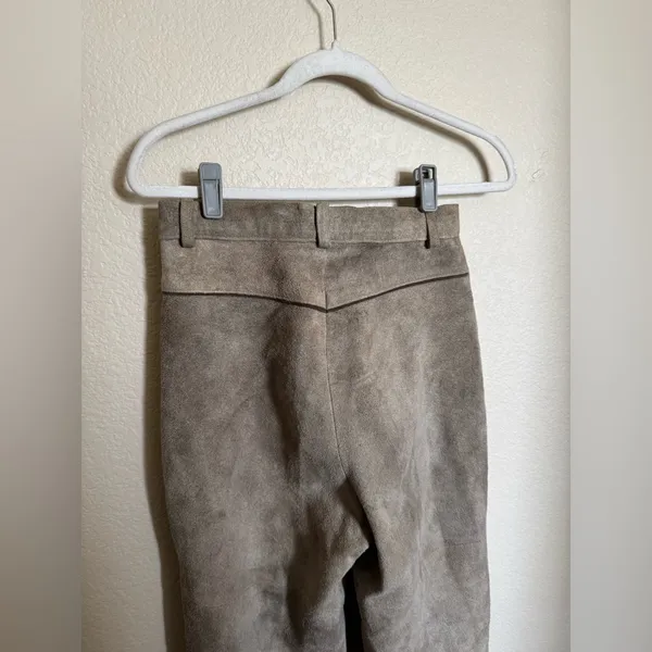 Vintage leather suede pants embroidered‎ german oktoberfest sz XS tan - Image 5