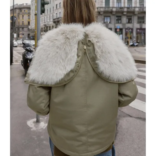 Zara Short Parka Jacket Faux Fur Hooded Military Urban‎ Utilitarian Gorpcore - Image 9