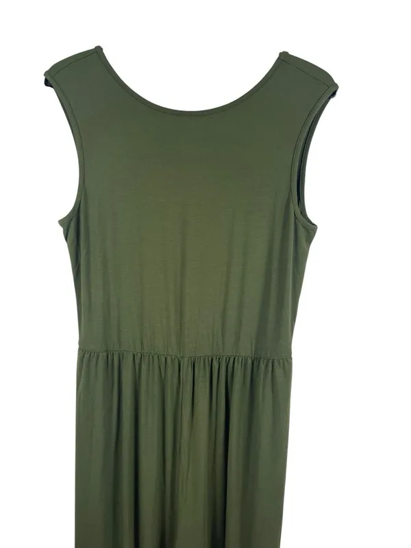 BTFBM Olive Green Jumpsuit Sleeveless Flowy M Minimalist Lounge Pocket NWT - Image 4