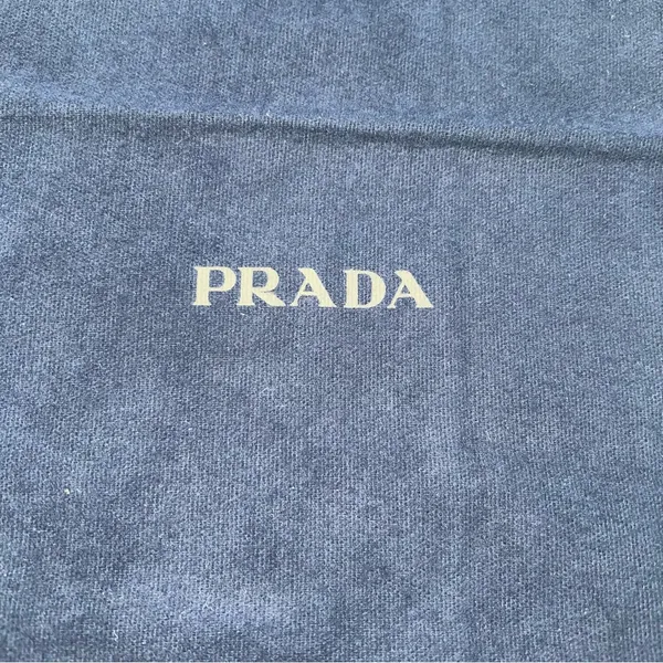 Prada Navy Blue Cotton Flannel Drawstring Dust Bag 15” X 8.5” - Image 2
