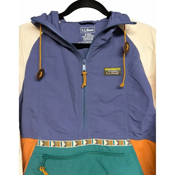 L.L.Bean Mountain Classic Anorak‎ Jacket Multi Teal Indigo Women's Size Small - Image 3
