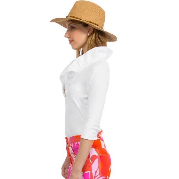 Gretchen Scott Jersey Ruffle Neck 3/4 Sleeve Top - White - Small - Image 3
