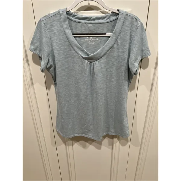 Kuhl Sona Light Blue V Neck Slub Top Short Sleeve Outdoor Casual Classic Upf 30 - Image 2
