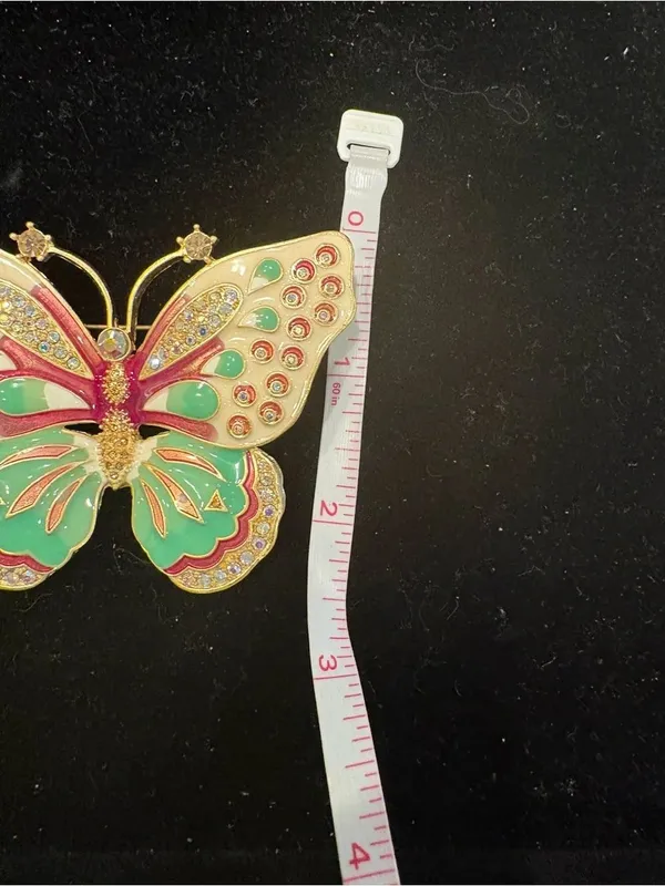 Kenneth Jay Lane Pink, Aqua & Cream Enamel Butterfly Brooch NOS - Image 5
