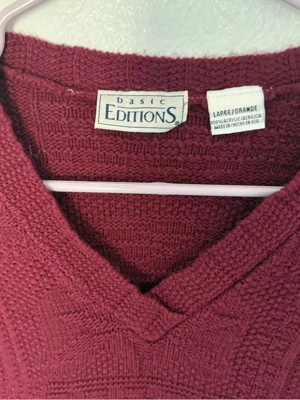 90s Burgundy Oversized Cozy Sweater Meg Ryan Vibes - Image 3