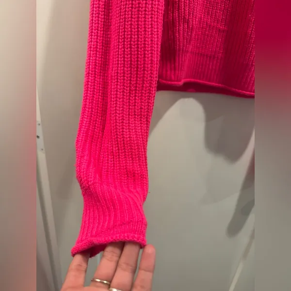 Love‎ For Humanity Bright Pink Half Zip Knit Sweater Size M - Image 4